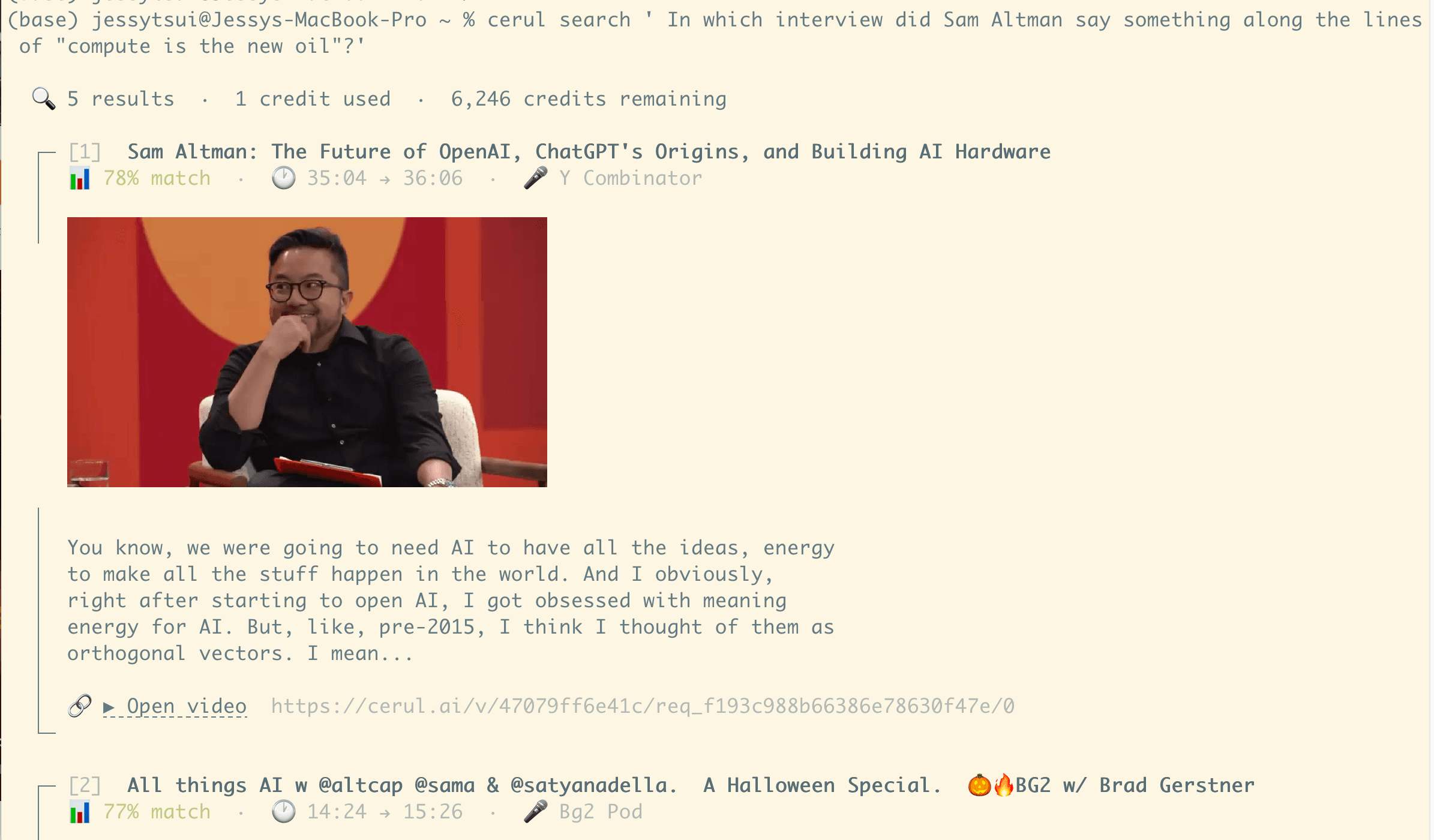 CLI — Sam Altman search