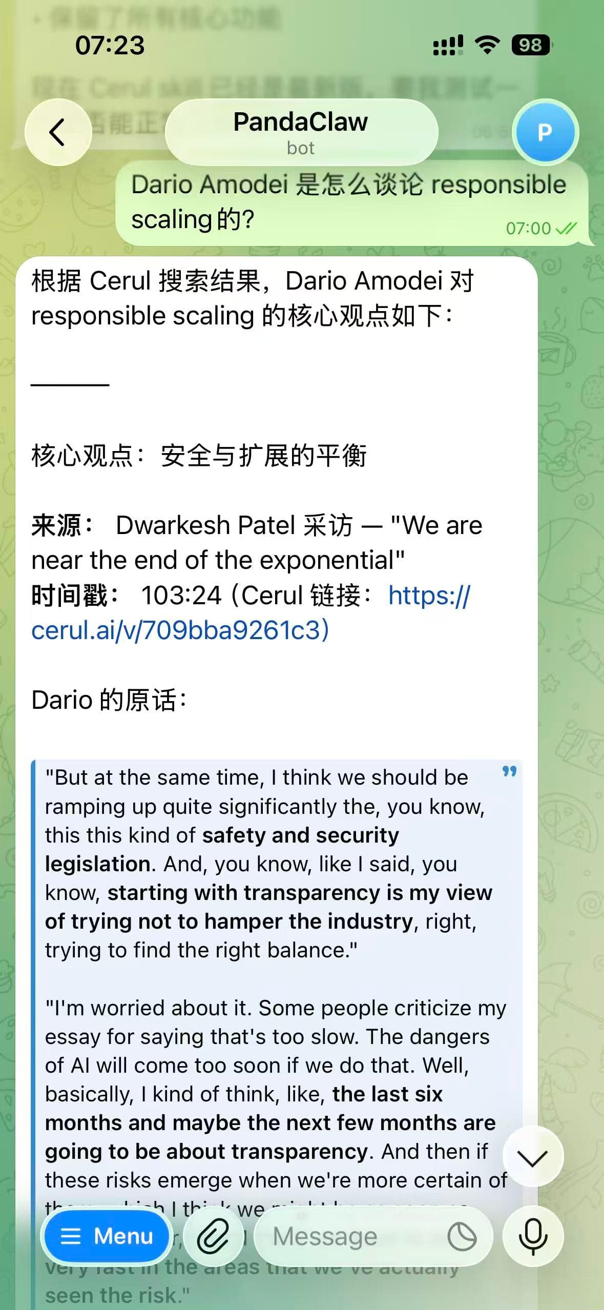Telegram bot — Chinese query